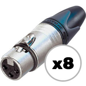 Custom Cable 8x NC3FXX Silver/Silver Female XLR