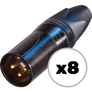 Custom Cable 8x NC3MXX-B Black/Gold Male XLR