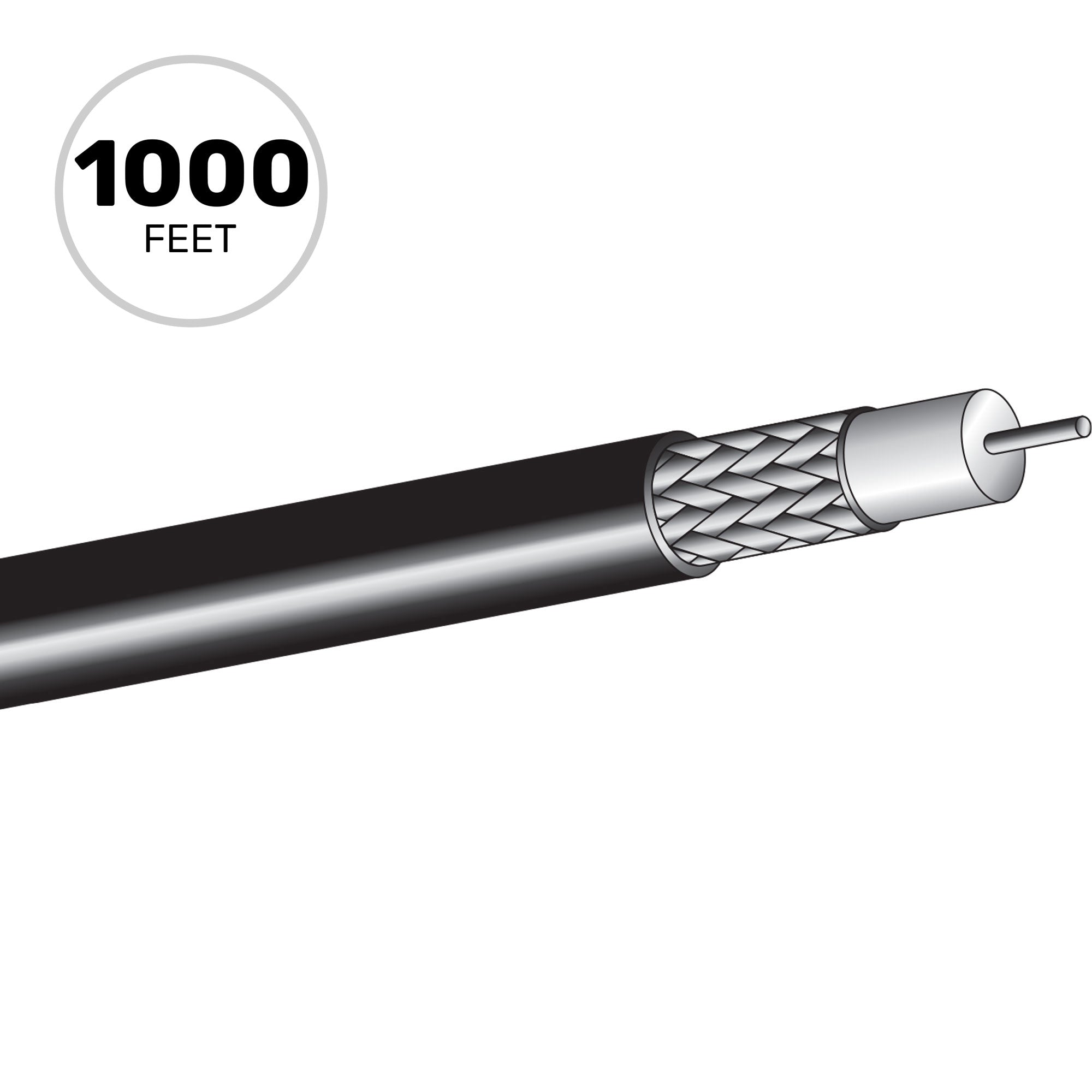 West Penn 98G8 Flexible RG8/U 10 AWG 50 Ohm Coaxial Cable (Black, 1000' Roll)