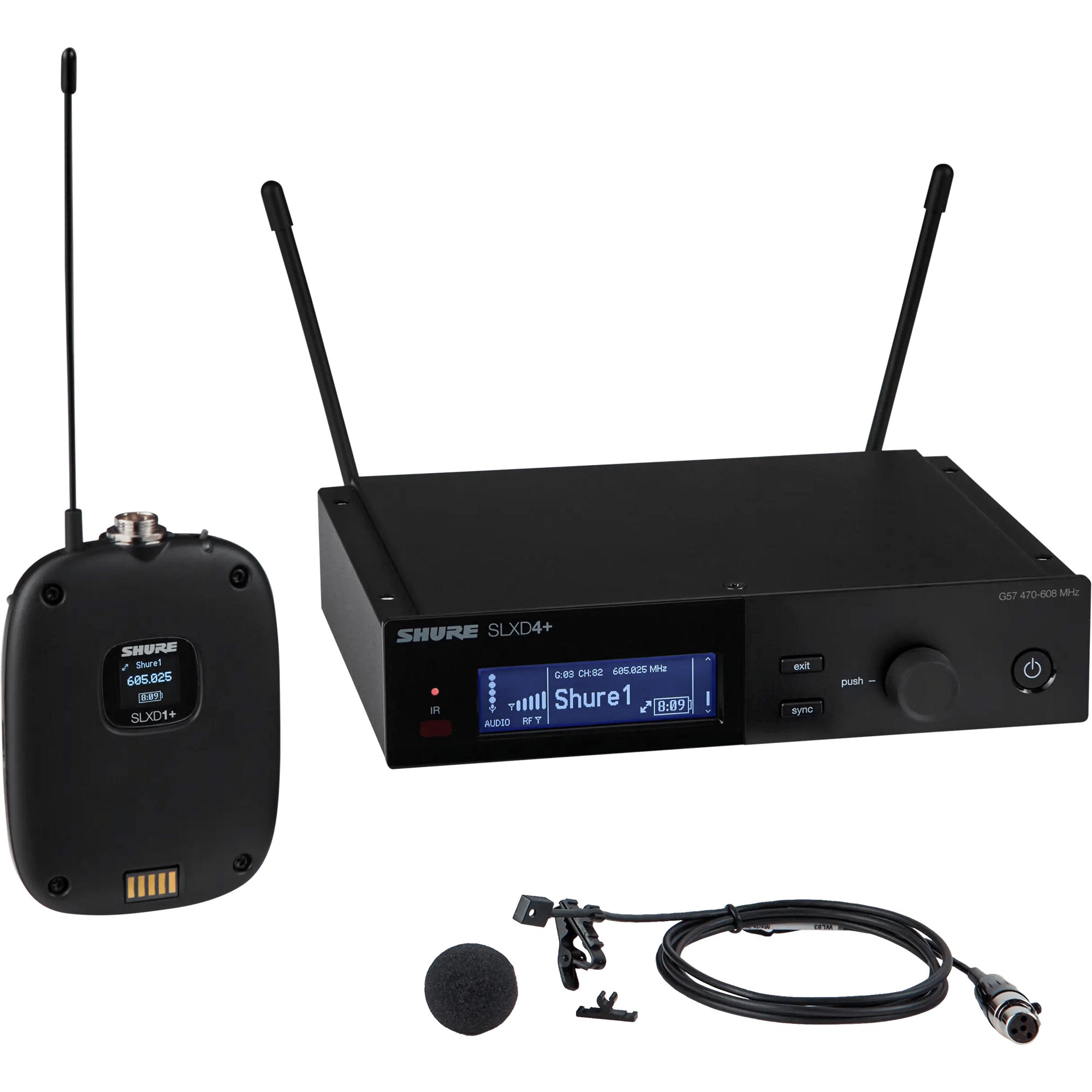 Shure SLXD14+/93 Digital Wireless Omni Lavalier Microphone System (G57: 470-608 MHz)