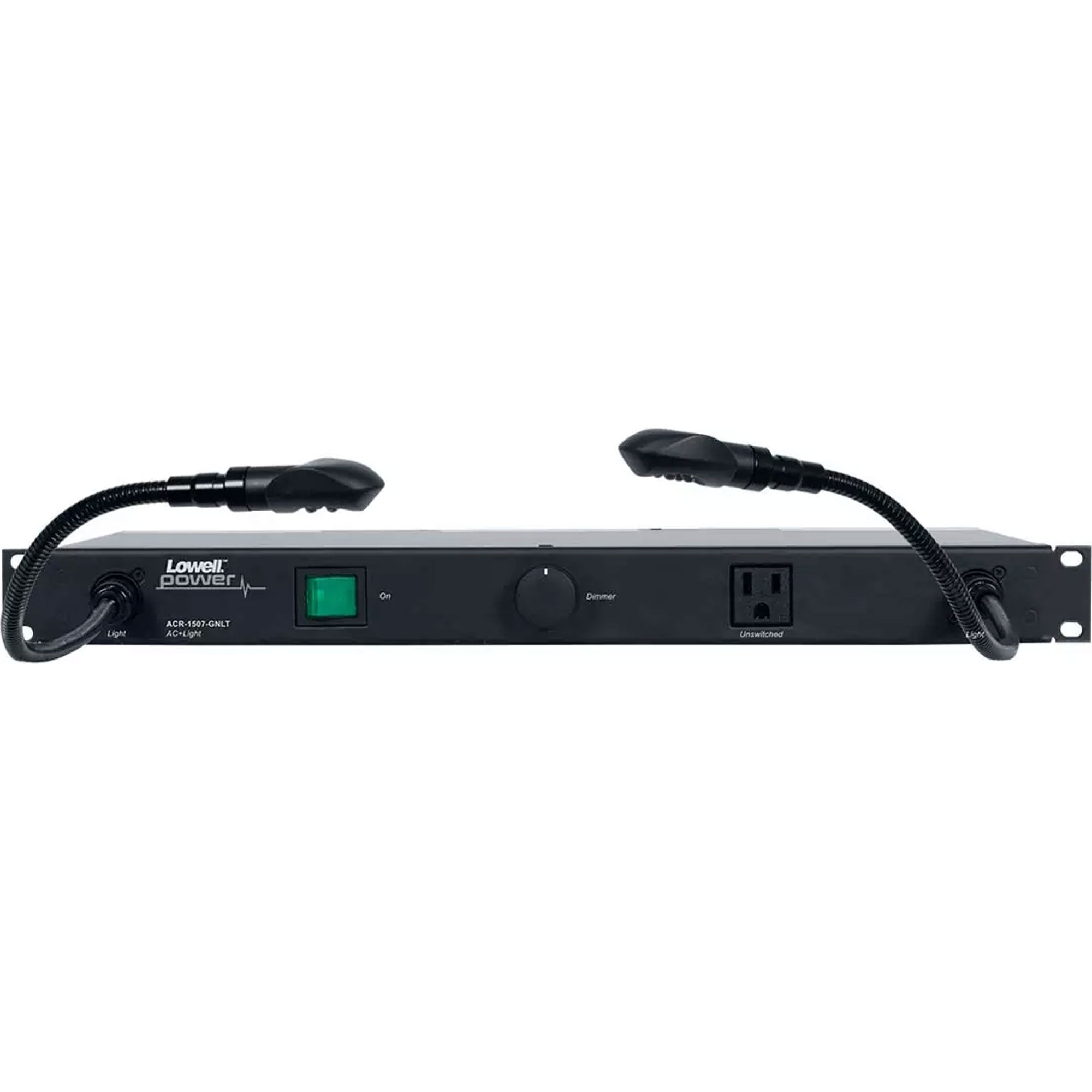 Lowell ACR-1507-GNLT 15A Rackmount Power Panel with 7 Outlets and Dual Gooseneck Lights