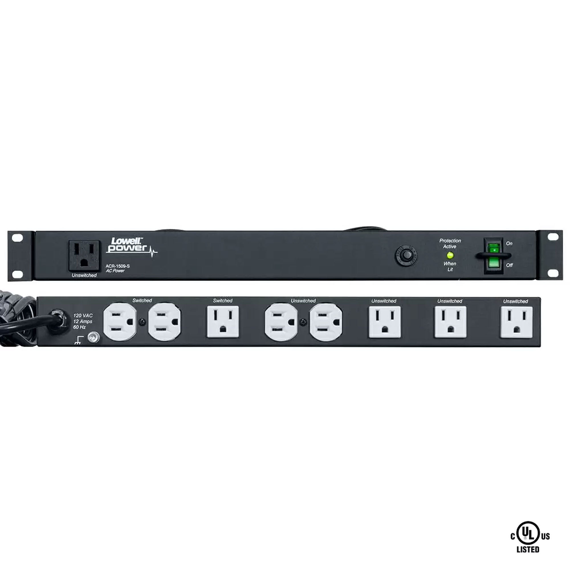 Lowell ACR-1509-S 15A Rackmount Power Panel with 9 Outlets and Surge Protection