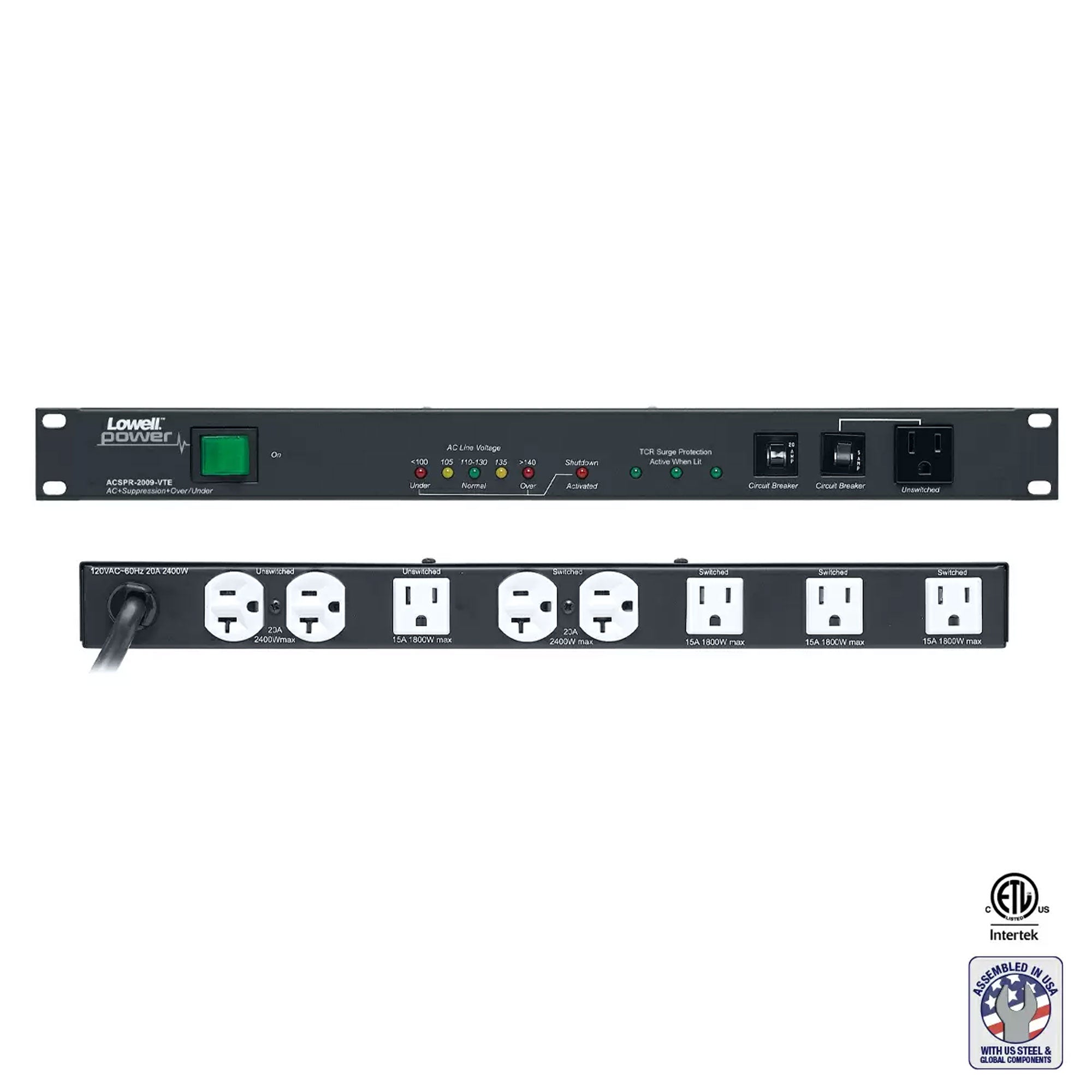 Lowell ACSPR-2009-VTE Rackmount Power Panel with Over/Under Protection