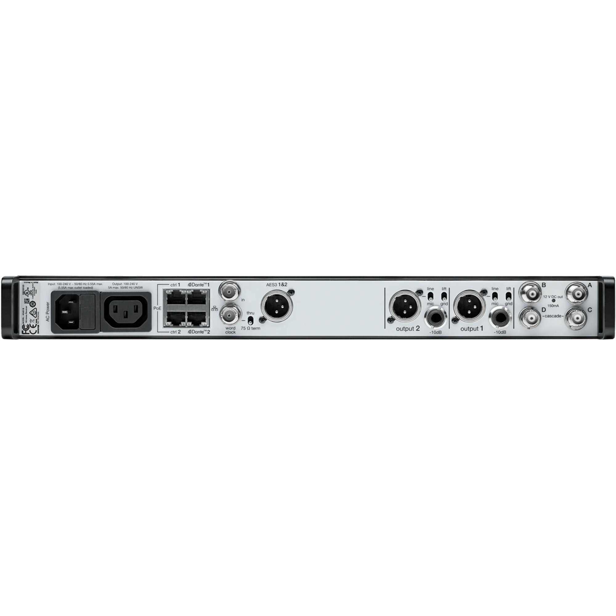 Shure AD4D-NP-C Axient Digital Two-Channel Wireless Receiver with No Accessories (C: 750-960 MHz)
