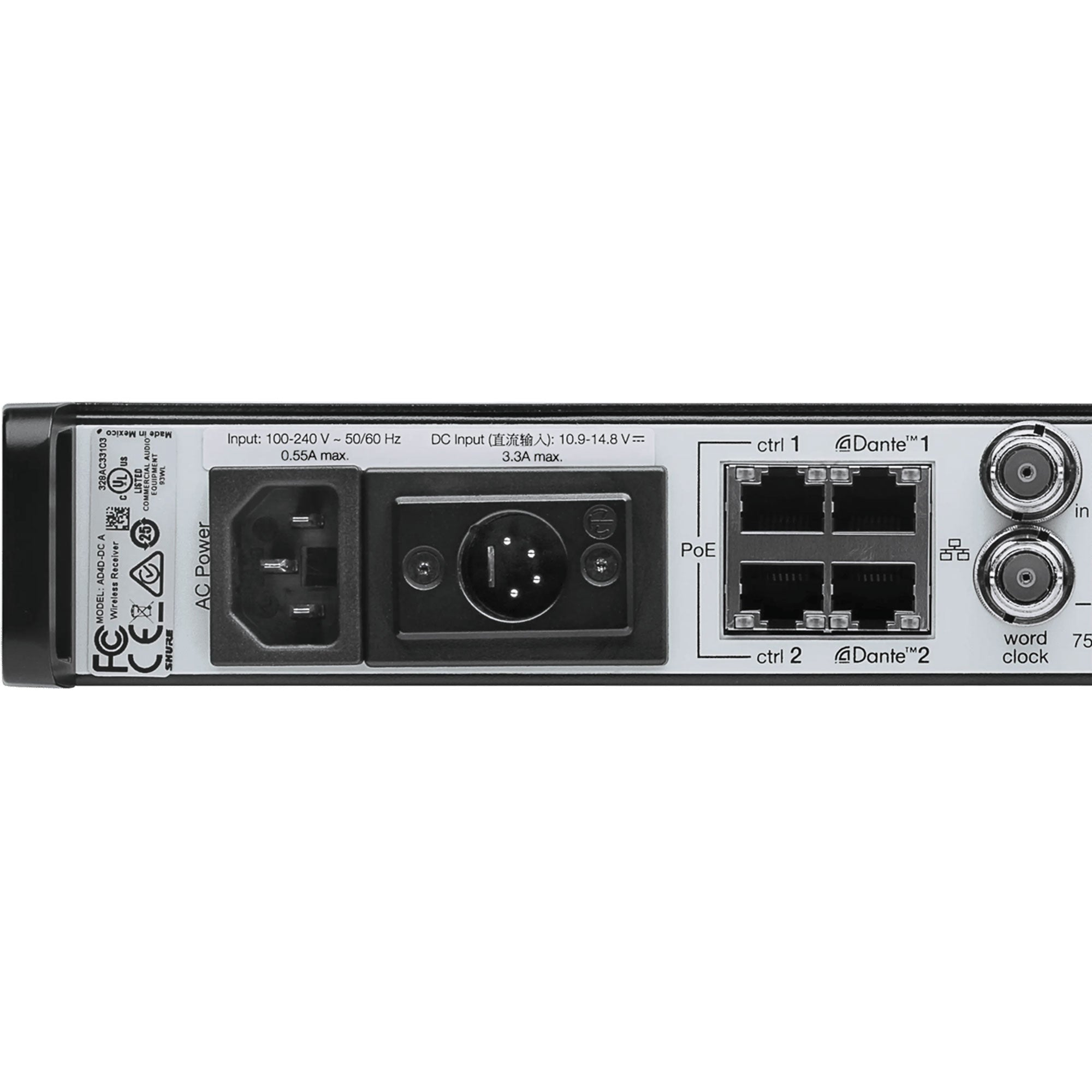 Shure AD4D-NP-C Axient Digital Two-Channel Wireless Receiver with No Accessories (C: 750-960 MHz)