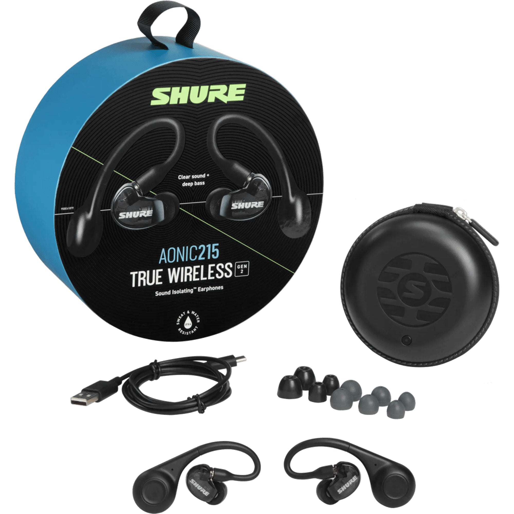 Shure AONIC 215 Gen 2 Bluetooth True Wireless In-Ear Headphones (Black)