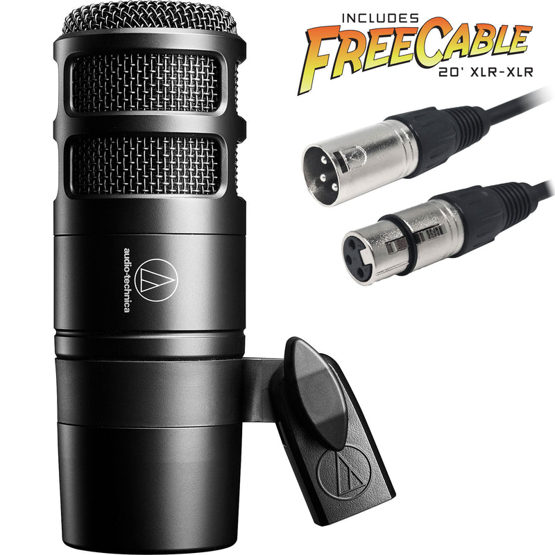 Audio-Technica AT2040 Hypercardioid Dynamic Podcast Microphone with FREE 20' XLR Cable
