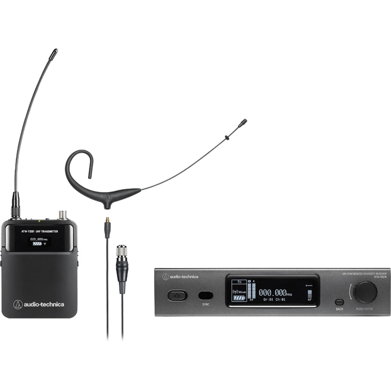 Audio-Technica ATW-3211/892x Wireless Omni Earset Microphone System (Black, 470-530 MHz)