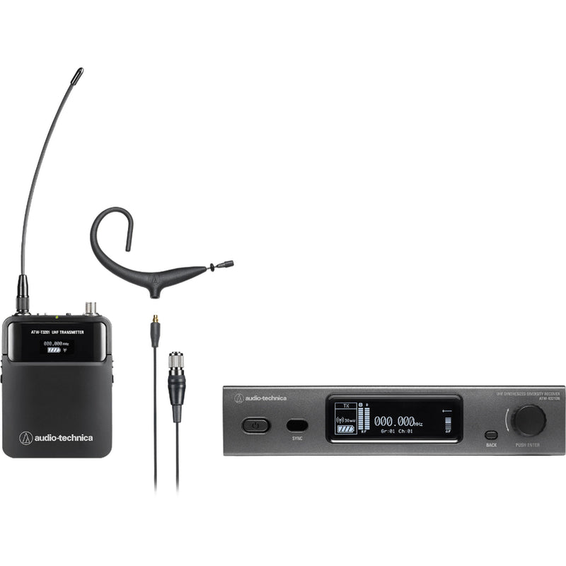 Audio-Technica ATW-3211/893x Wireless Omni MicroEarset Microphone System (Black, 530-590 MHz)
