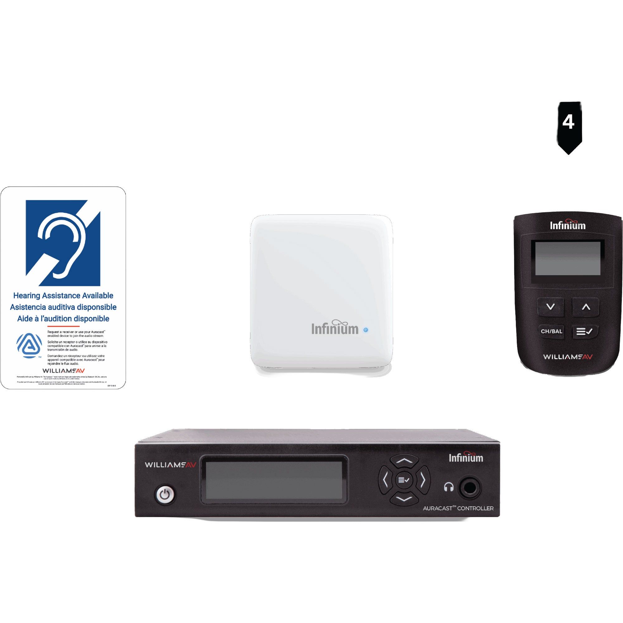 Williams AV BA SYS2 Infinium System Bundle with 4 Receivers, Headphones, and Charger