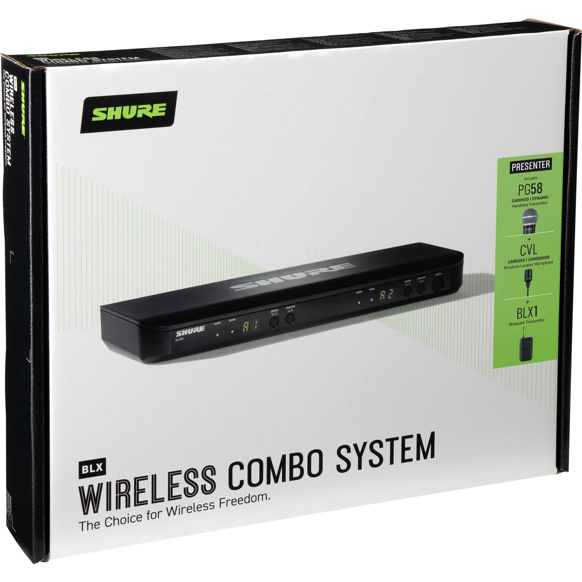 Shure BLX1288/CVL Dual-Channel Wireless Combo Lav & Handheld Microphone System (H10: 542-572 MHz)