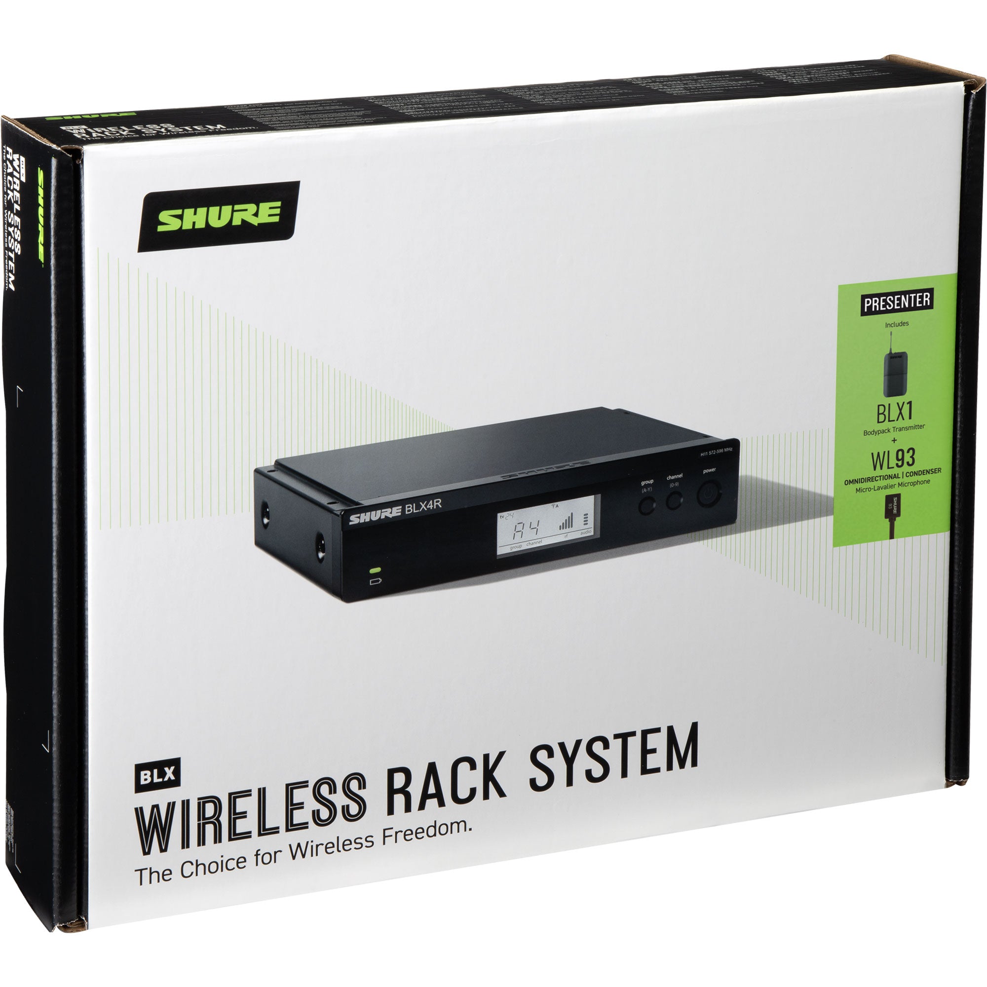 Shure BLX14R/W93 Rackmount Wireless Omnidirectional Lavalier Microphone System (H11: 572-596 MHz)