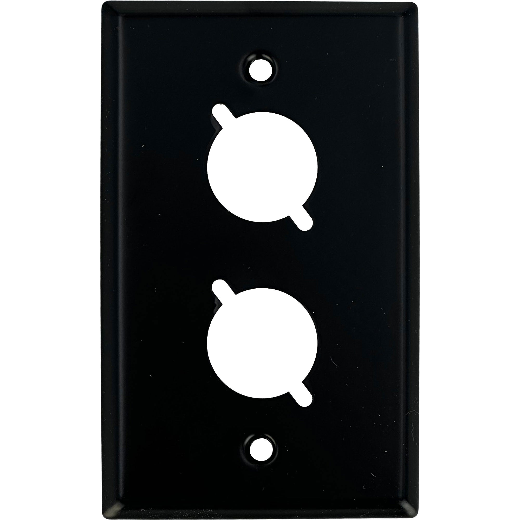CBI BR-WP1-2H-BLK 1-Gang Wall Plate Punched for 2 Neutrik XLR Connectors (Black)
