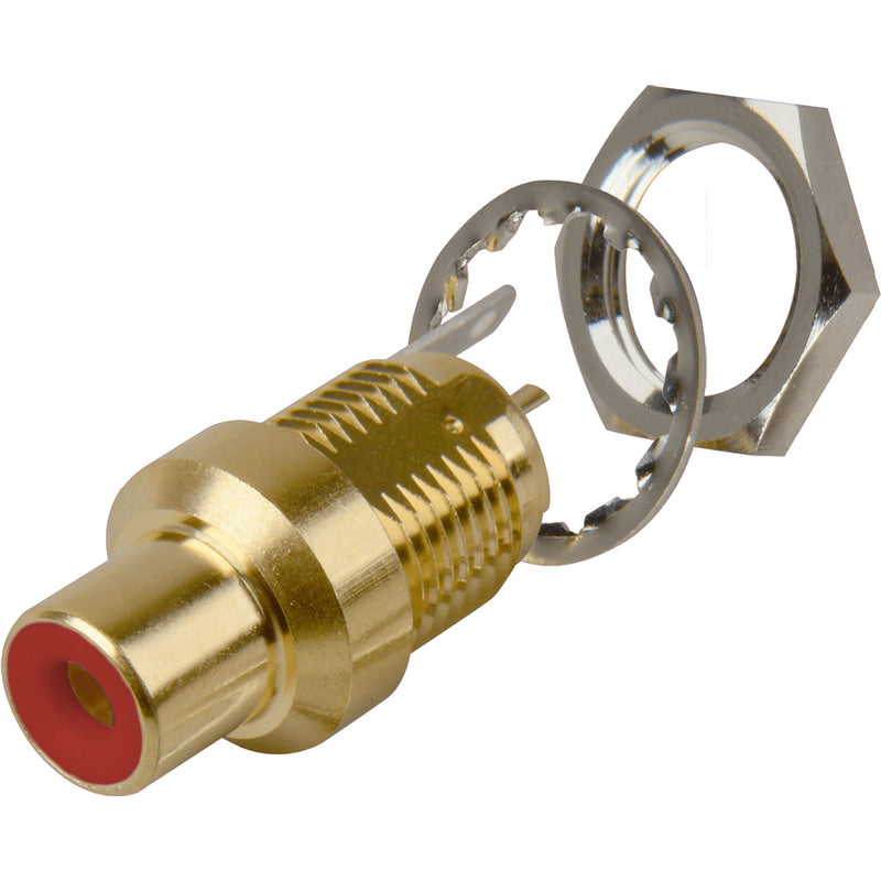 Canare RJ-R 75 Ohm RCA Jack to Solder Bulkhead Connector (Red)