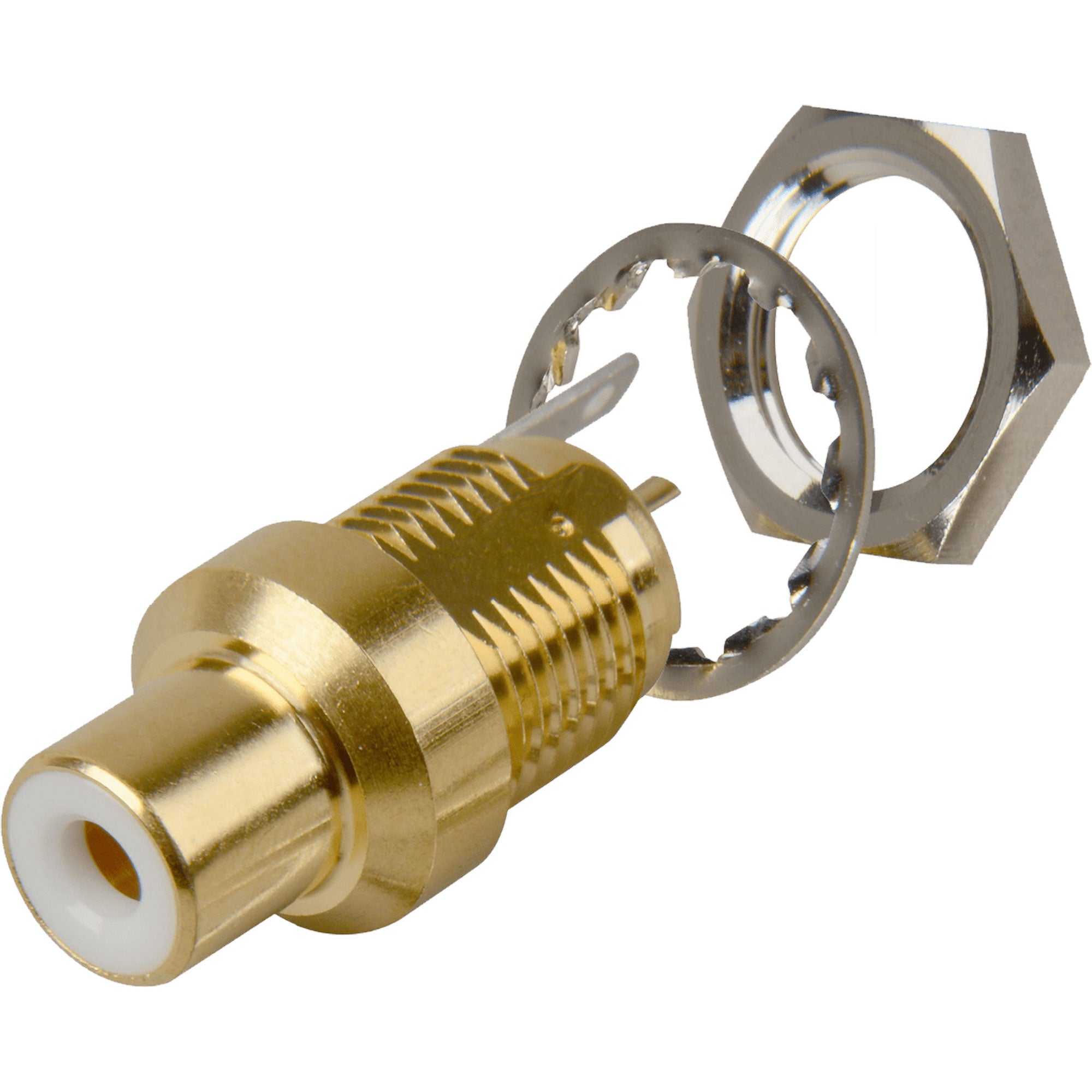 Canare RJ-R 75 Ohm RCA Jack to Solder Bulkhead Connector (White)