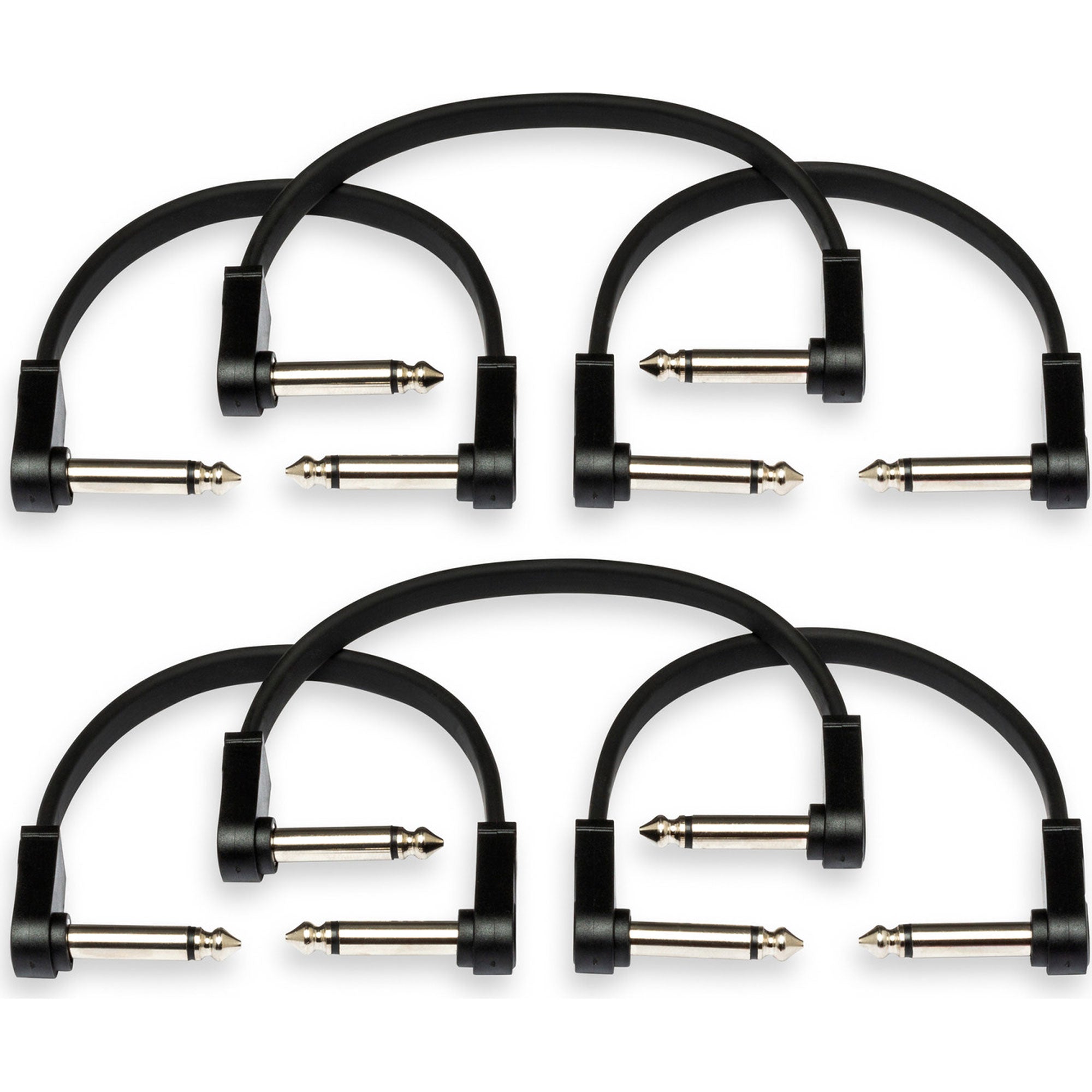 Hosa CFP-606 1/4" Right-Angle Flat Guitar Patch Cable (Molded, 6", 6 Pack)