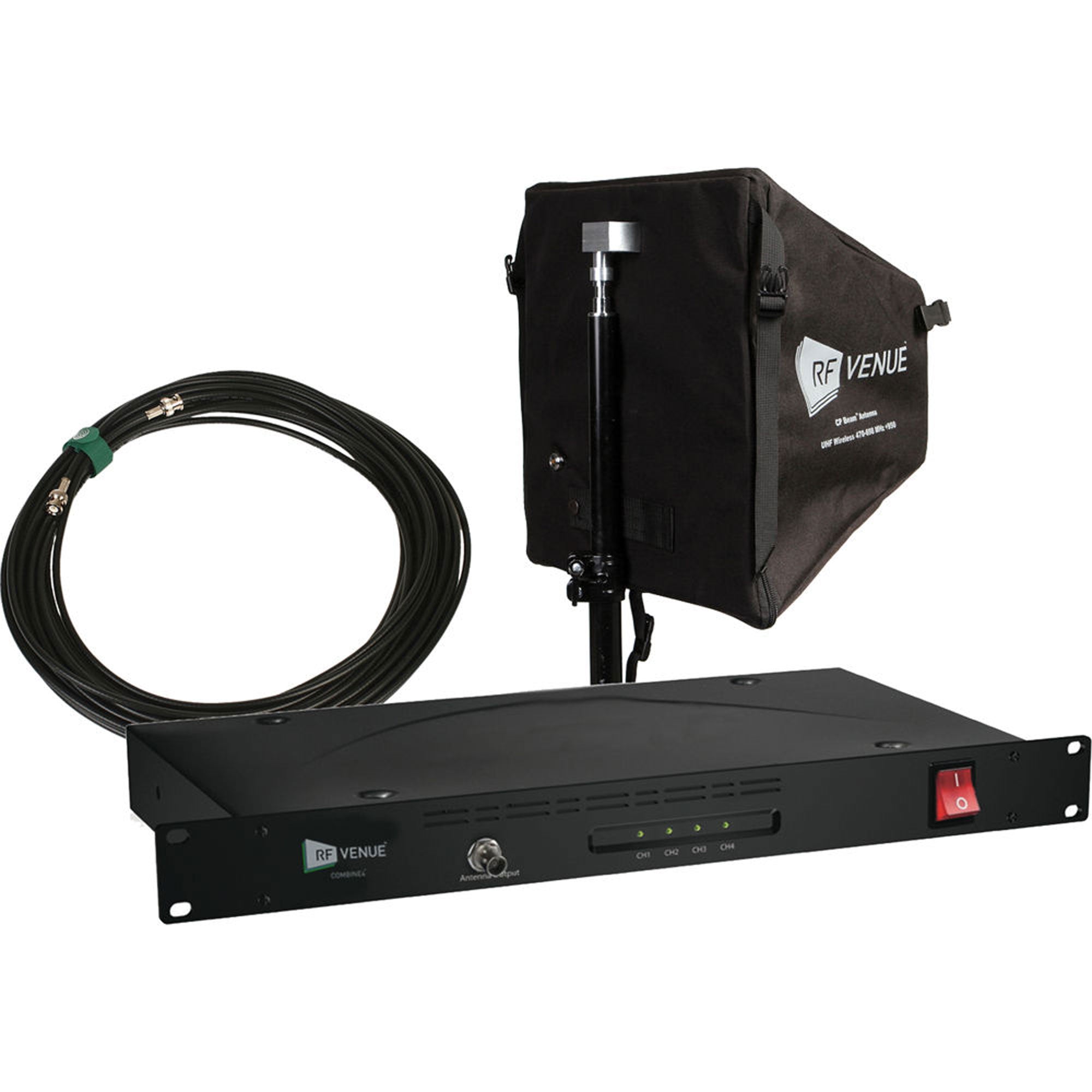 RF Venue COMB4CPB Combine4 4-Channel Antenna Combiner with CP Beam Antenna and Cable Bundle