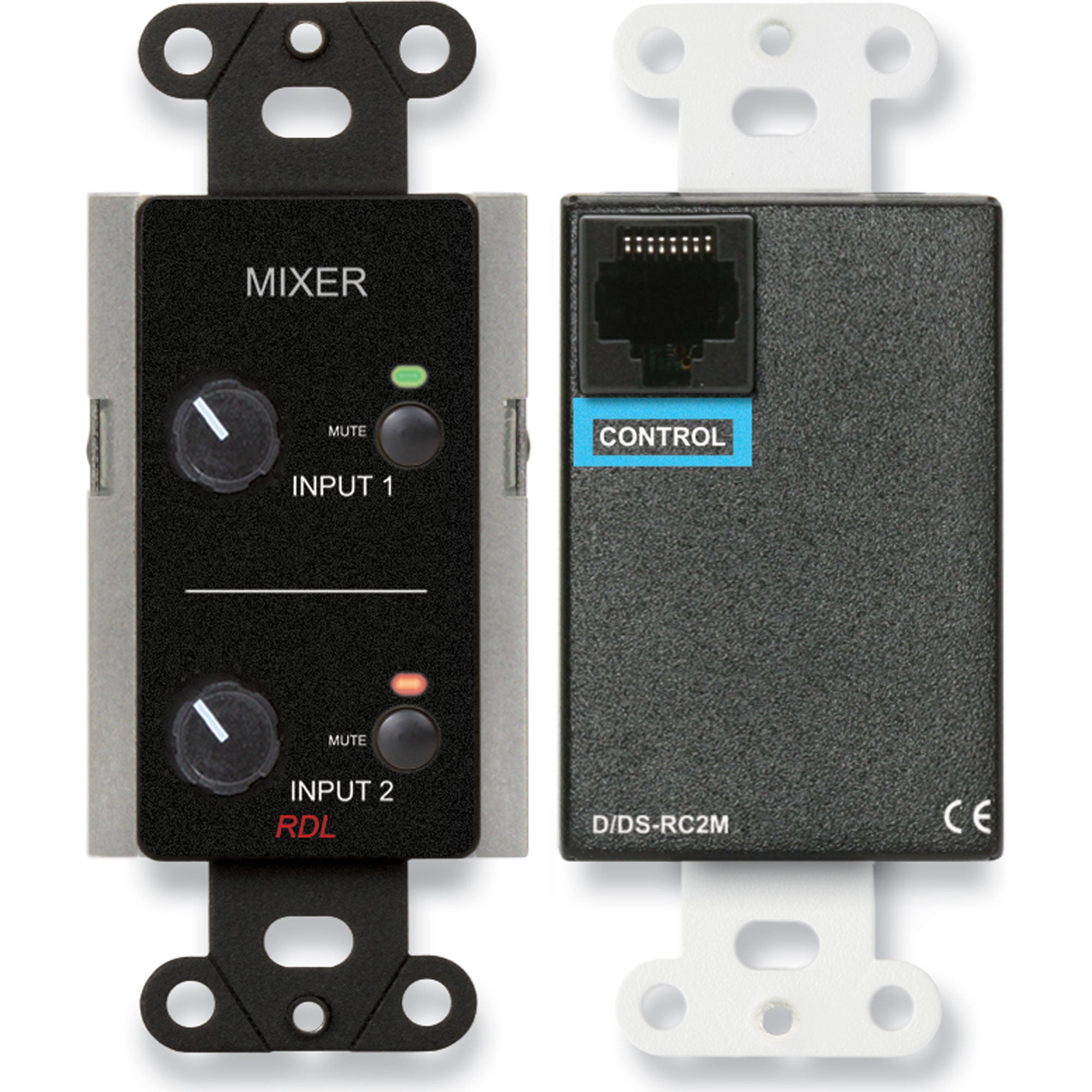 RDL DB-RC2M Remote Audio Mixing Control with Muting on Decora Plate (Black)