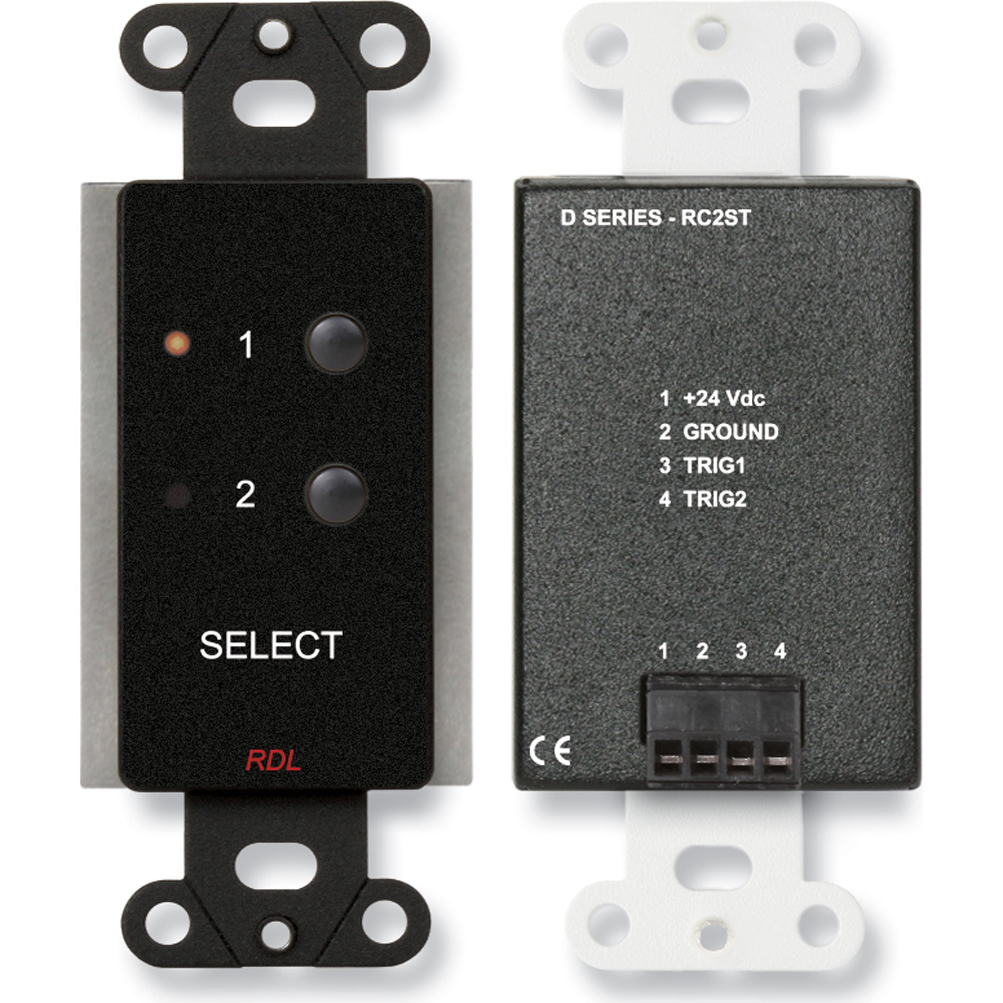 RDL DB-RC2ST 2 Channel Remote Control for STICK-ON on Decora Plate (Black)