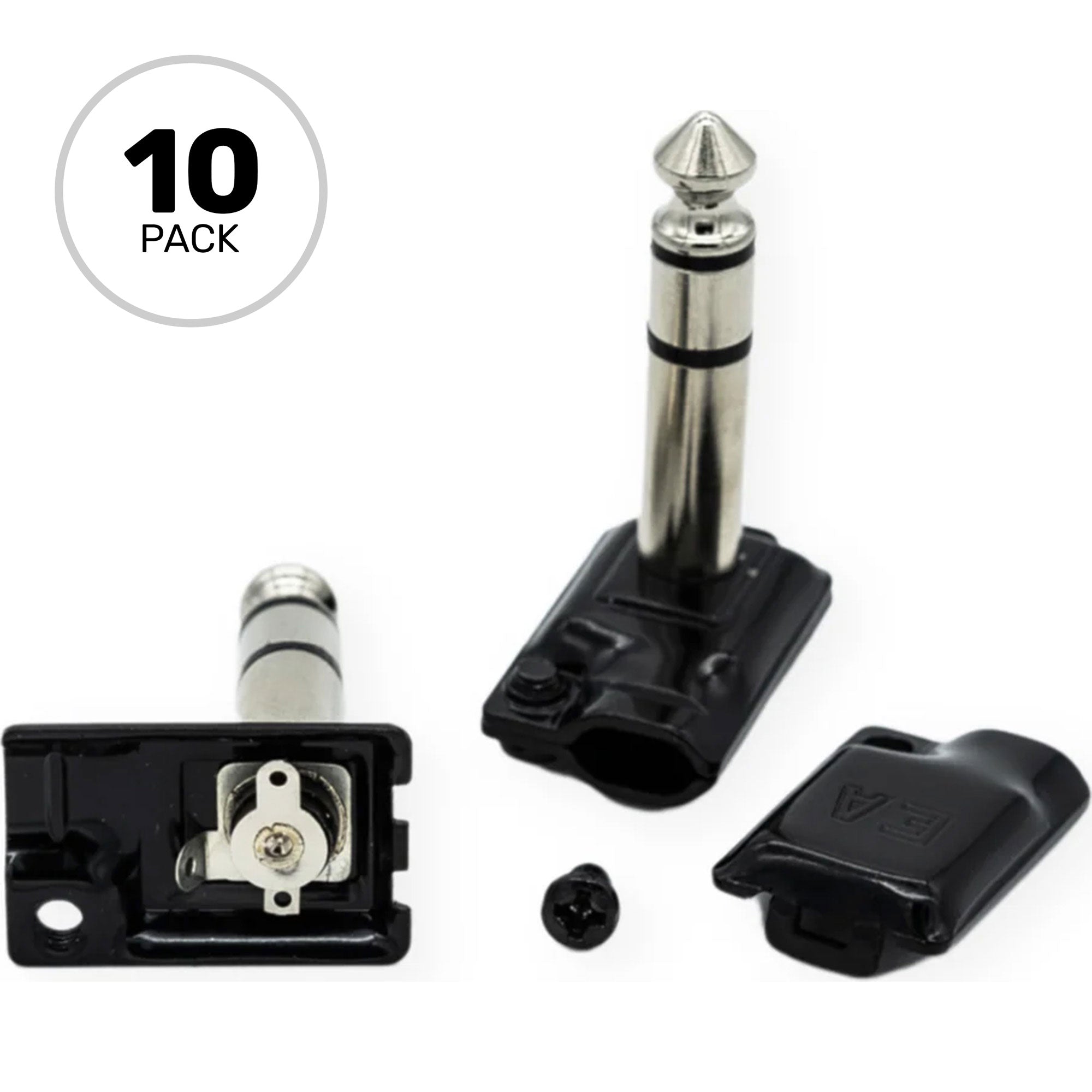 Evidence Audio ESP-RA-TRS-DM Tiny Pancake Right-Angle 1/4" TRS Stereo Cable Plug (Dual 4mm Cable, 10 Pack)