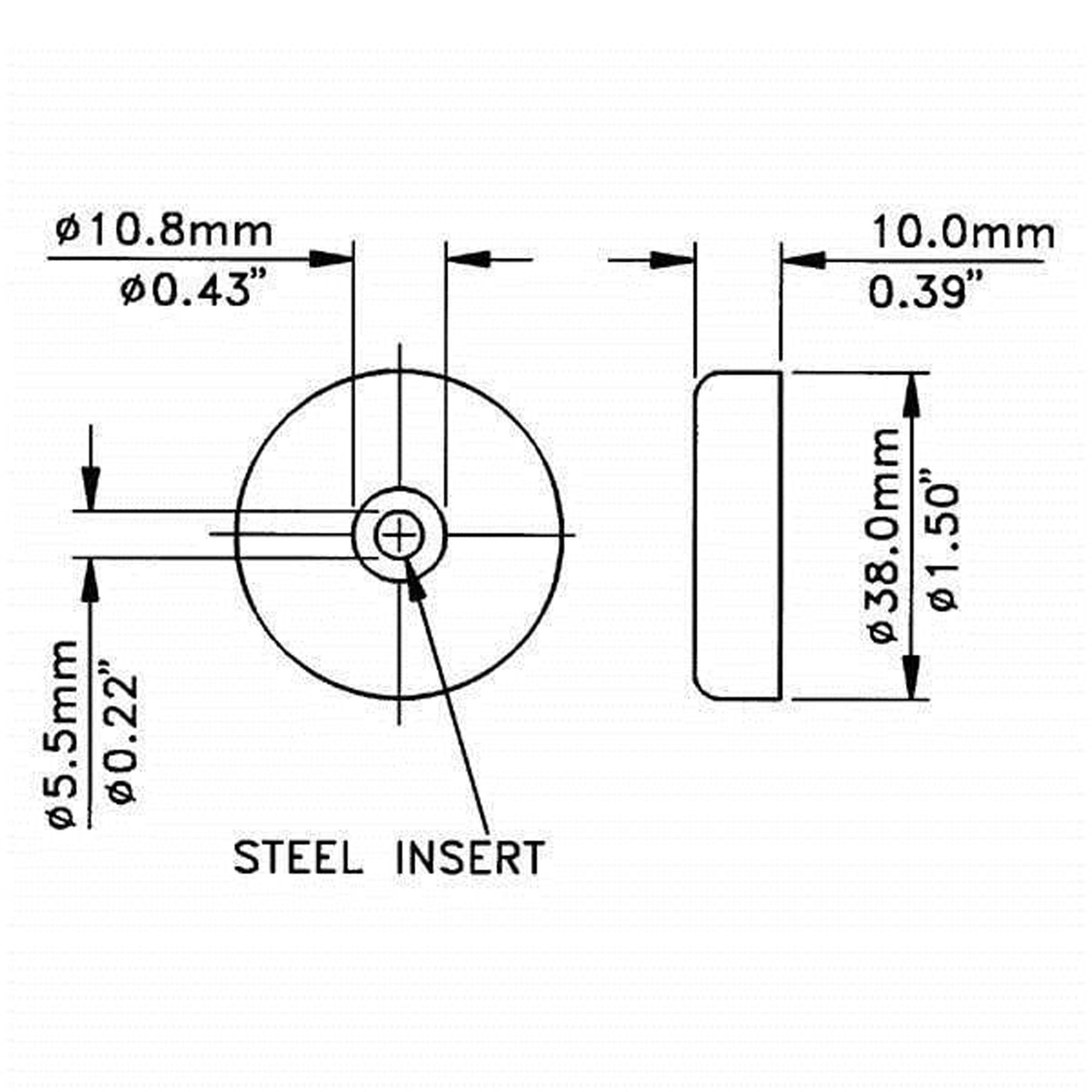Penn Elcom F1687 Rubber Cabinet Foot with Steel Washer 1.5" Dia. x 3/8" H