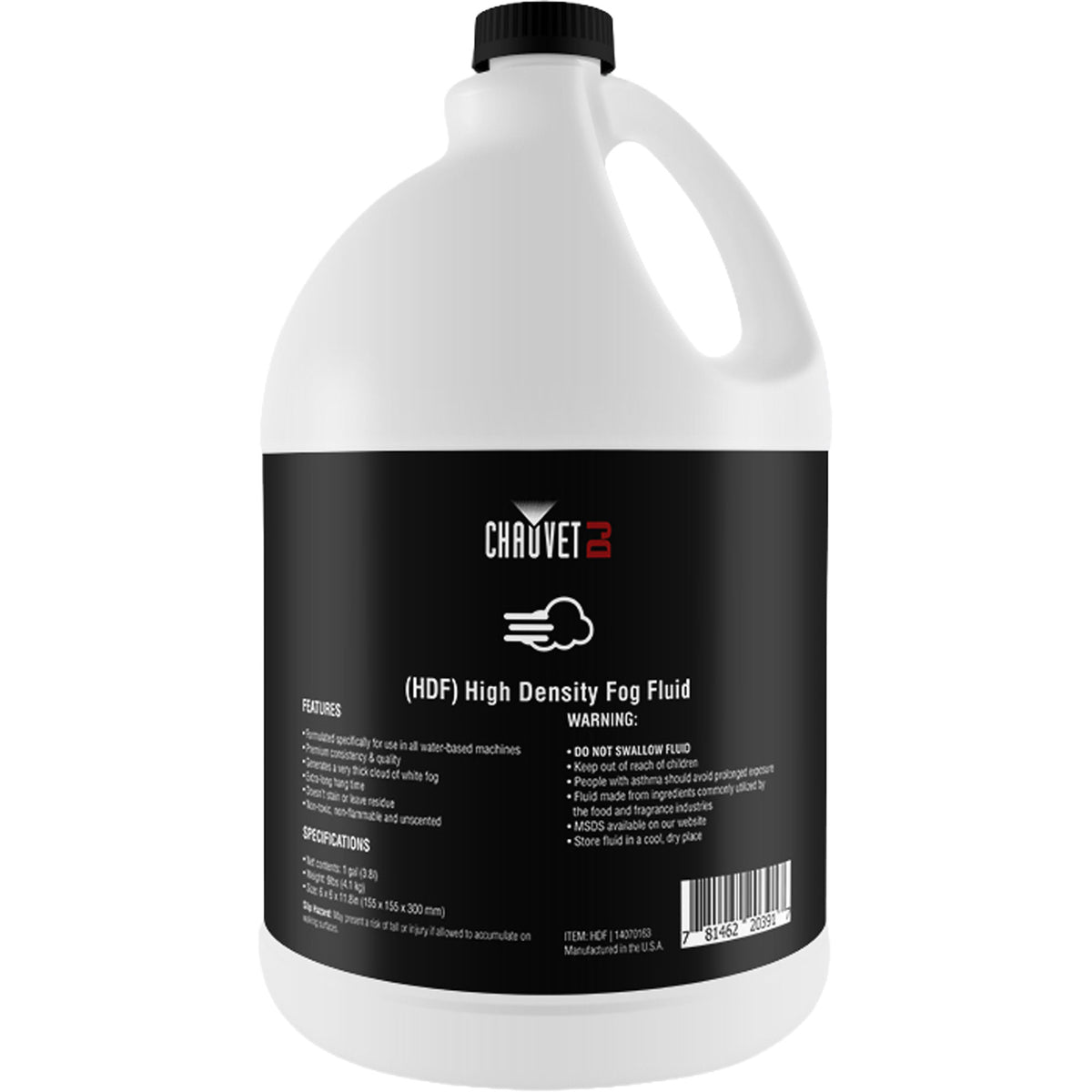 Chauvet DJ HDF High-Density Fog Juice for Water-Based Fog Machines (1 Gallon)