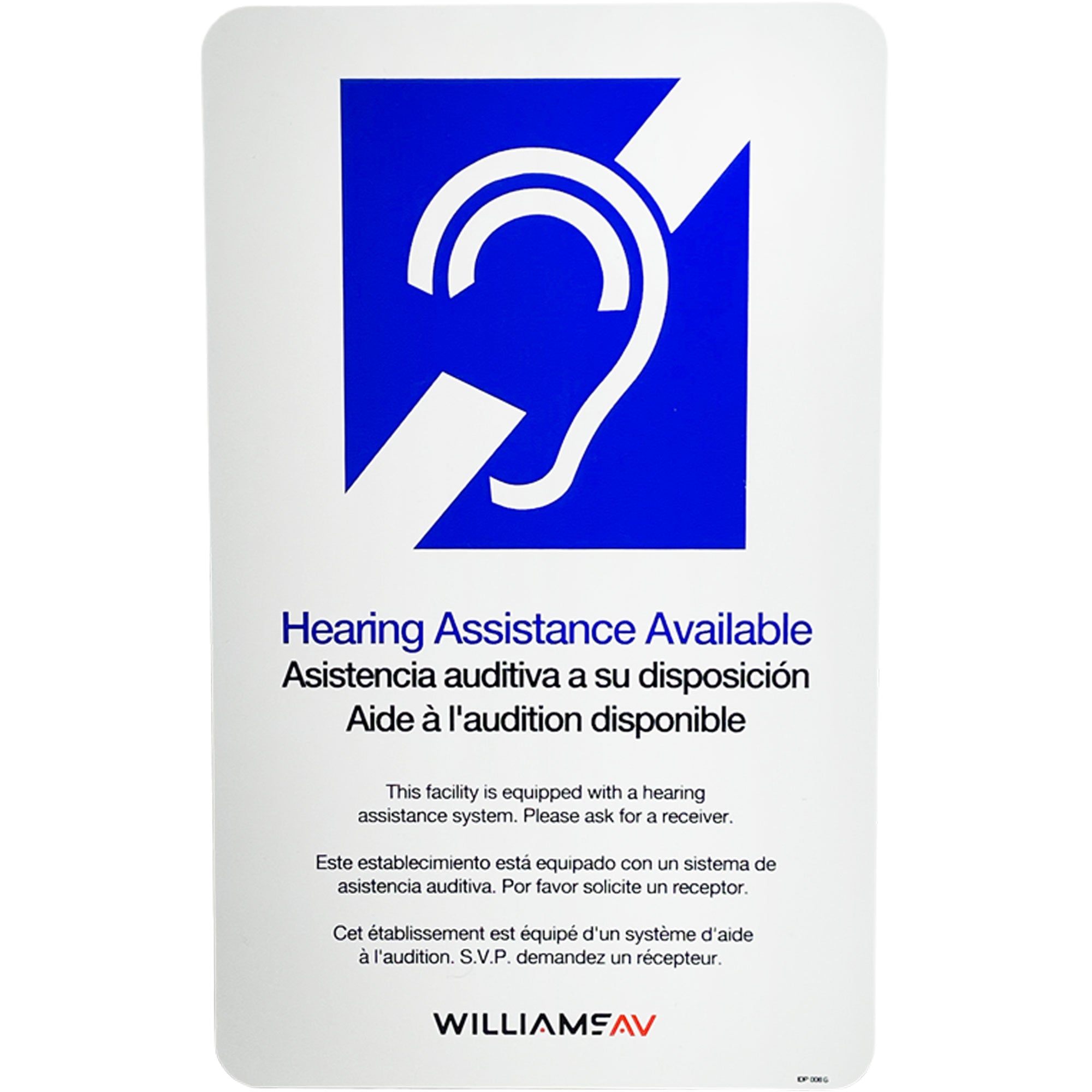 Williams AV IDP 008 ADA Wall Plaque for Hearing Assistance