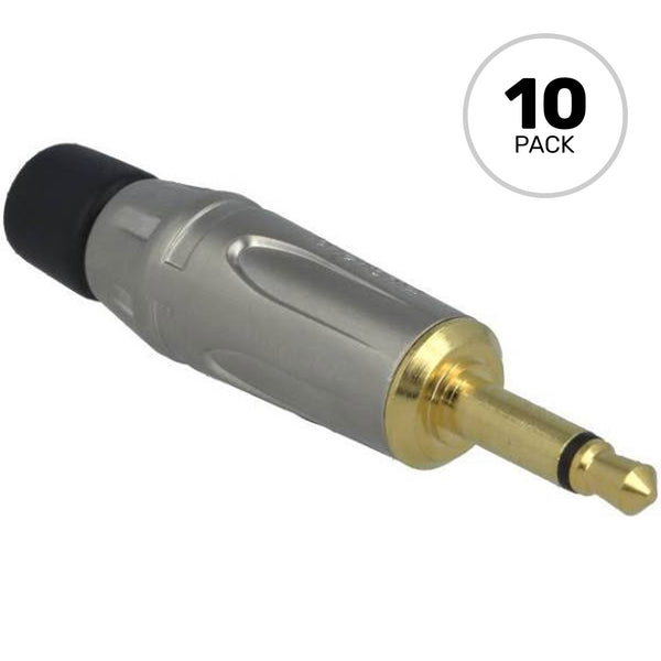 Amphenol KM2P-AU 3.5mm TS Mono Mini Plug Cable Connector (Nickel/Gold, 10 Pack)