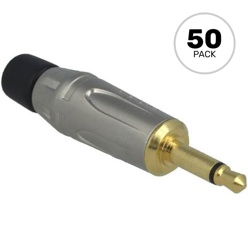 Amphenol KM2P-AU 3.5mm TS Mono Mini Plug Cable Connector (Nickel/Gold, 50 Pack)