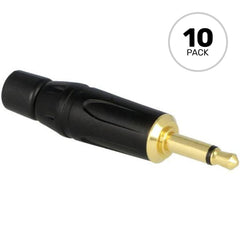 Amphenol KM2PB-AU 3.5mm TS Mono Mini Plug Cable Connector (Black/Gold, 10 Pack) Image 1