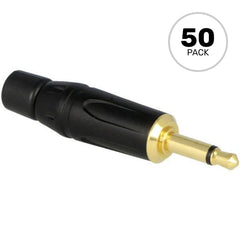 Amphenol KM2PB-AU 3.5mm TS Mono Mini Plug Cable Connector (Black/Gold, 50 Pack) Image 1