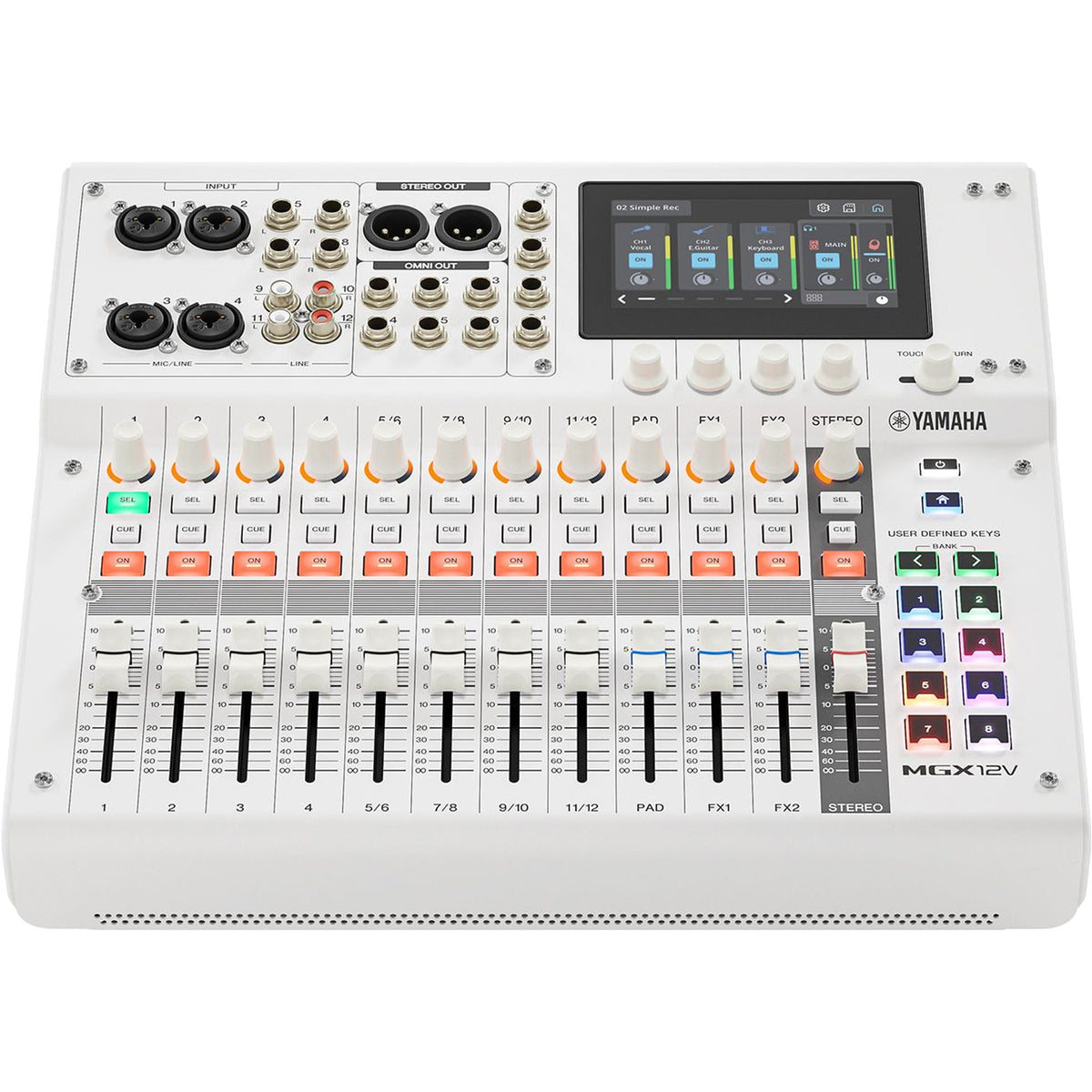 Yamaha MGX12V 18-Channel Digital Mixing Console with Dual USB-C Audio/Video Interface (White)