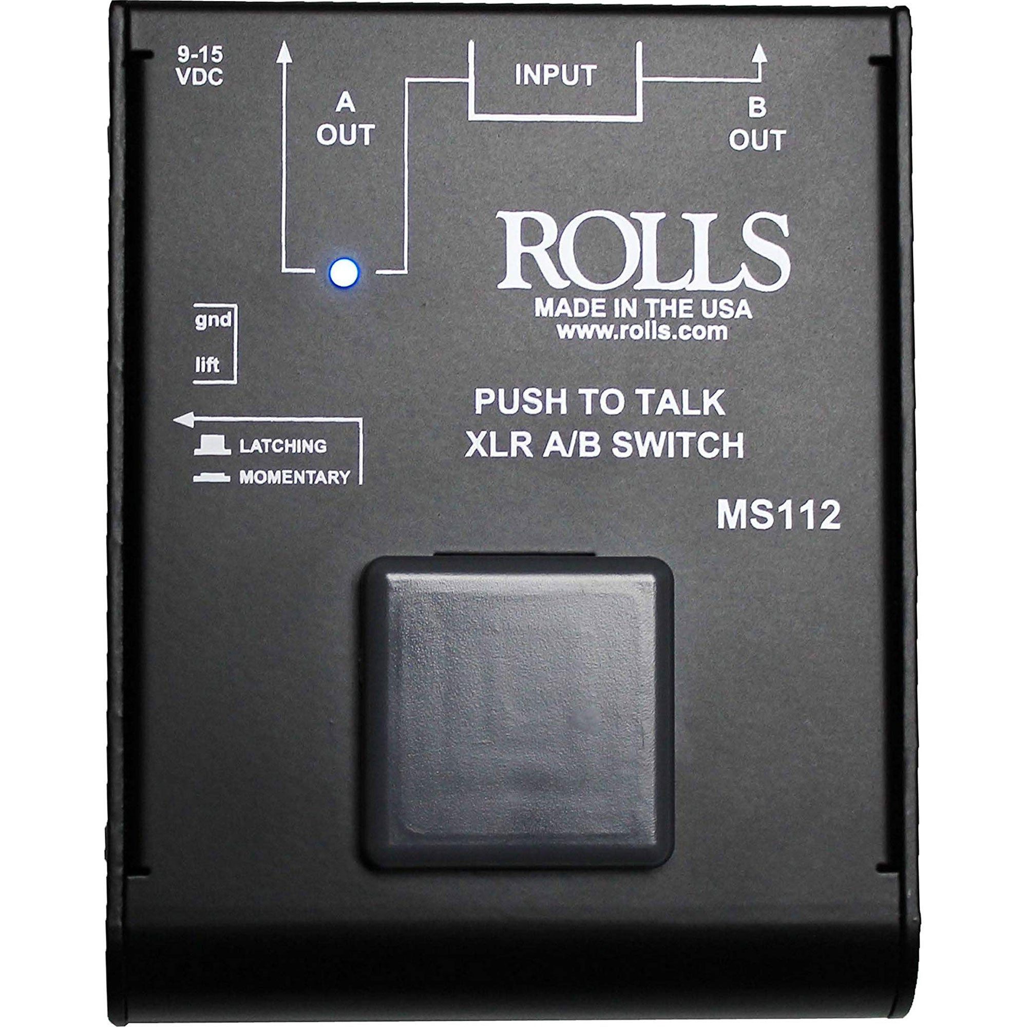 Rolls MS112 XLR A-B Switching Device Push-to-Talk/Push-to-Mute