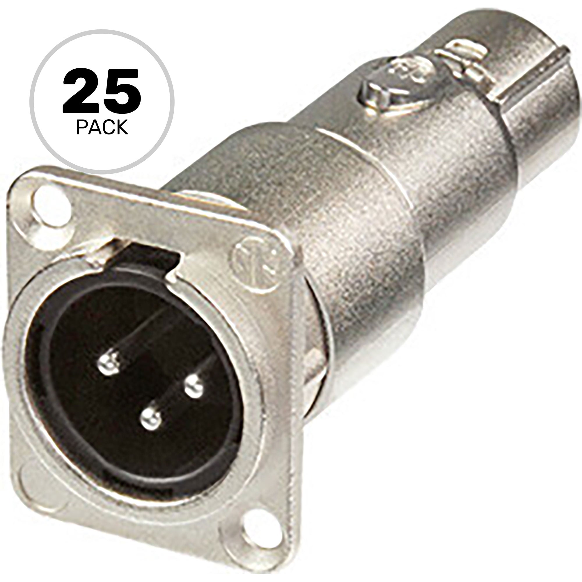 Neutrik NA3MDF 3-Pin XLR Male to 3-Pin XLR Female Feedthrough Adapter (Nickel, Box of 25)