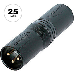 Neutrik NA3MM-B 3-Pin XLR Male to 3-Pin XLR Male Adapter (Black, Box of 25) Image 1