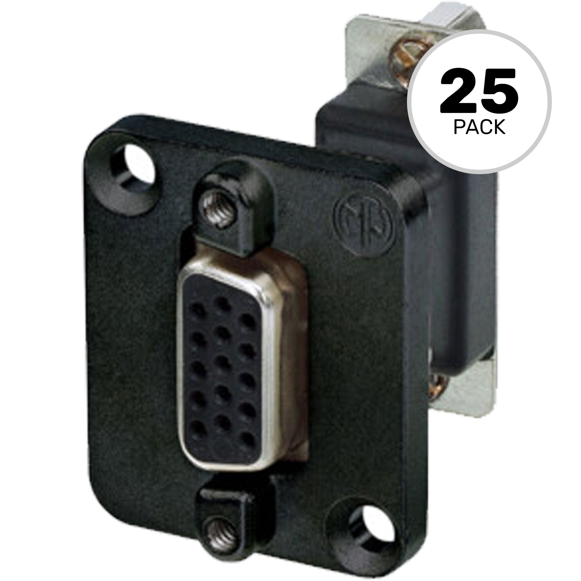 Neutrik NADB15FF-B 15 Pole D-Sub Female to Female Feedthrough (Black, Box of 25)