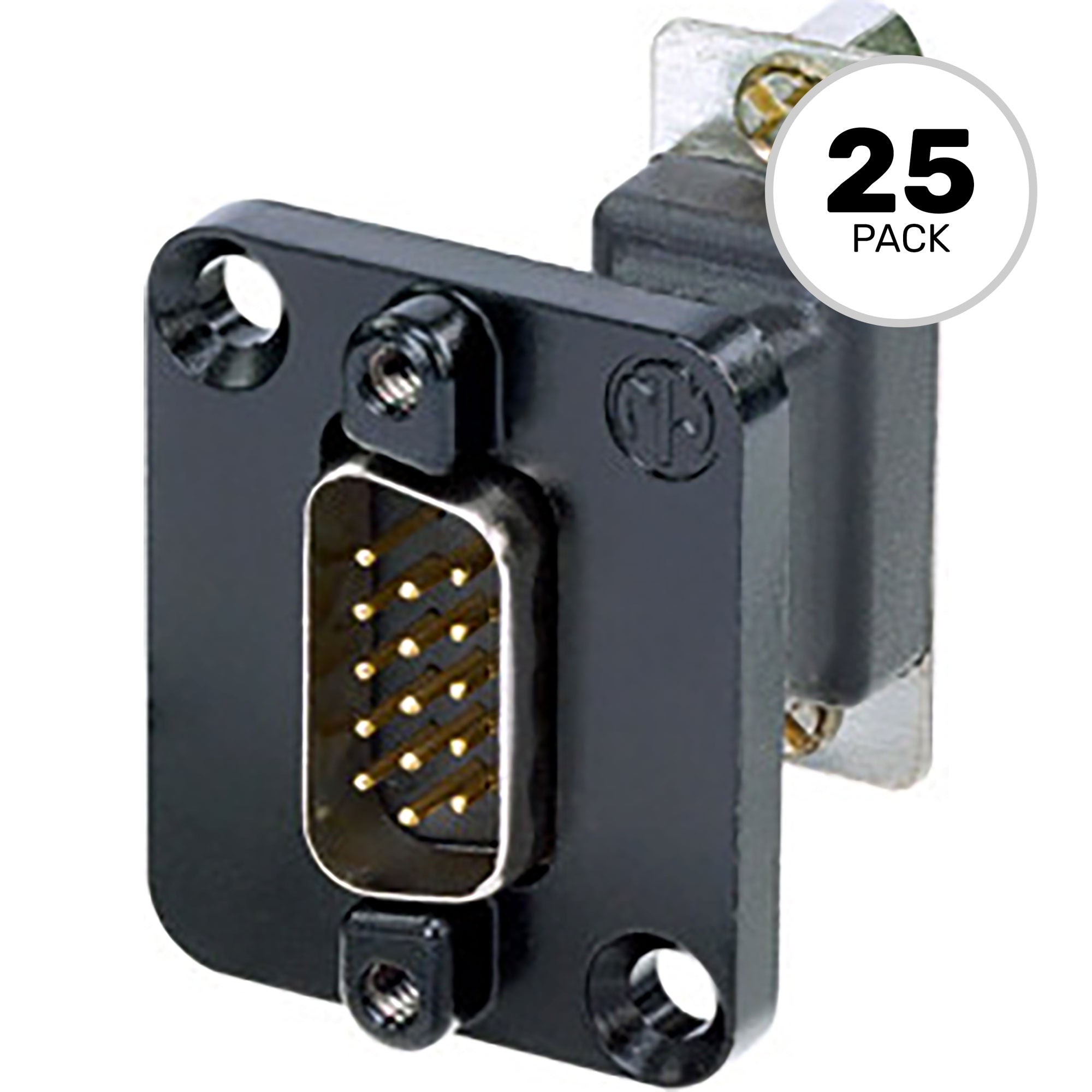 Neutrik NADB15MF-B 15 Pole D-Sub Male to Female Feedthrough (Black, Box of 25)