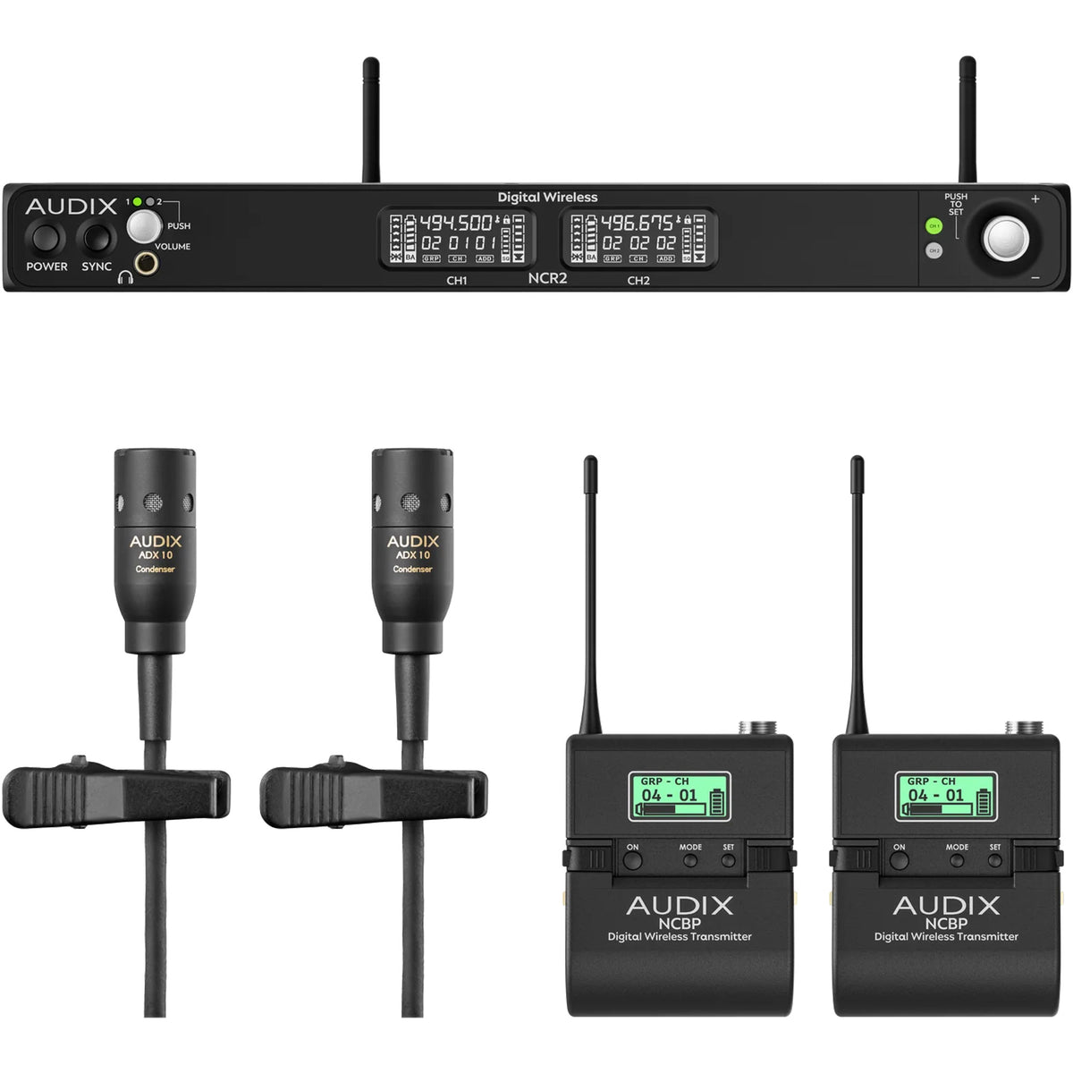 Audix NC2BX10 Novacore Dual-Channel Bodypack Wireless System with ADX10 Lavalier Microphones