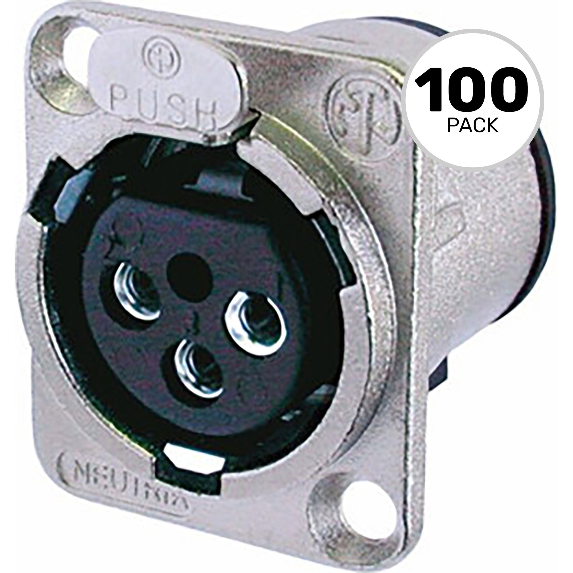 Neutrik NC3FD-V Female 3-Pin XLR Vertical PCB Mount Chassis Connector (Nickel/Silver, Box of 100)