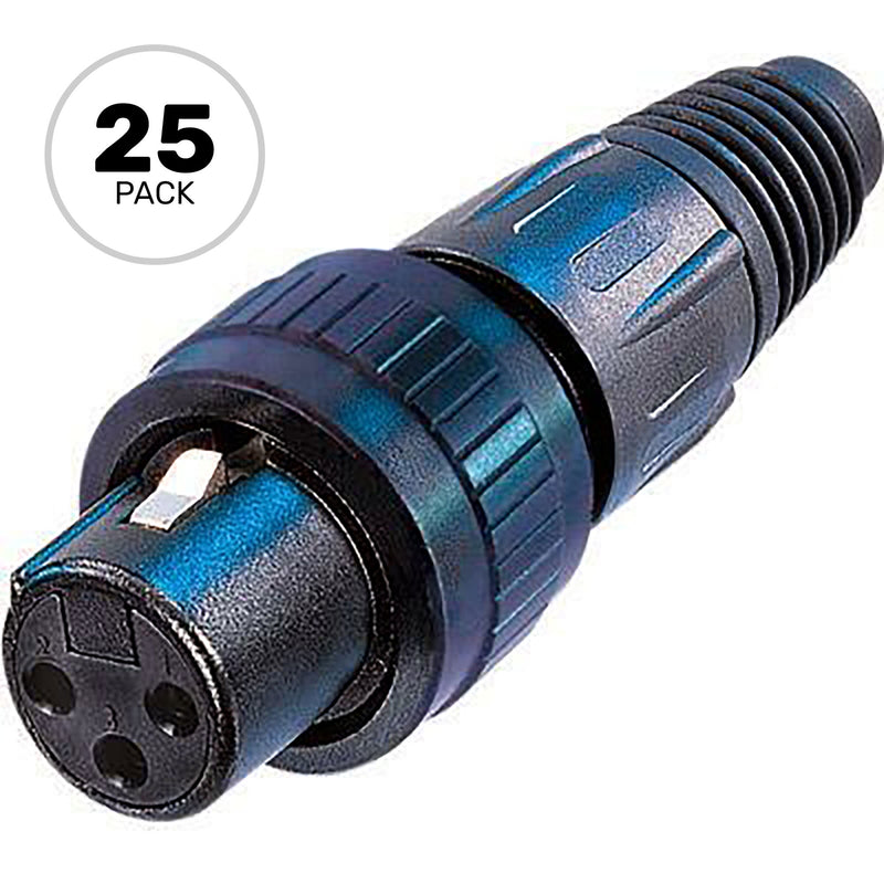 Neutrik NC3FX-SPEC Female 3-Pin XLR Cable Connector with Locking Ring (Black/Gold, Box of 25)