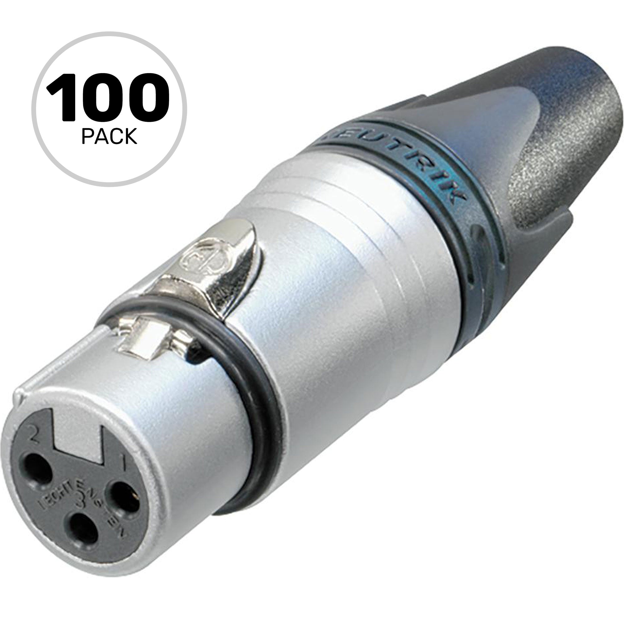 Neutrik NC3FXX-HE Female 3-Pin XLR Cable Connector (Velour-Chromium/Machined Gold, Box of 100)
