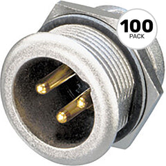 Neutrik NC3MPR-HD Sealed Weatherproof Male 3-Pin XLR Chassis Connector (Nickel/Gold, Box of 100) Image 1