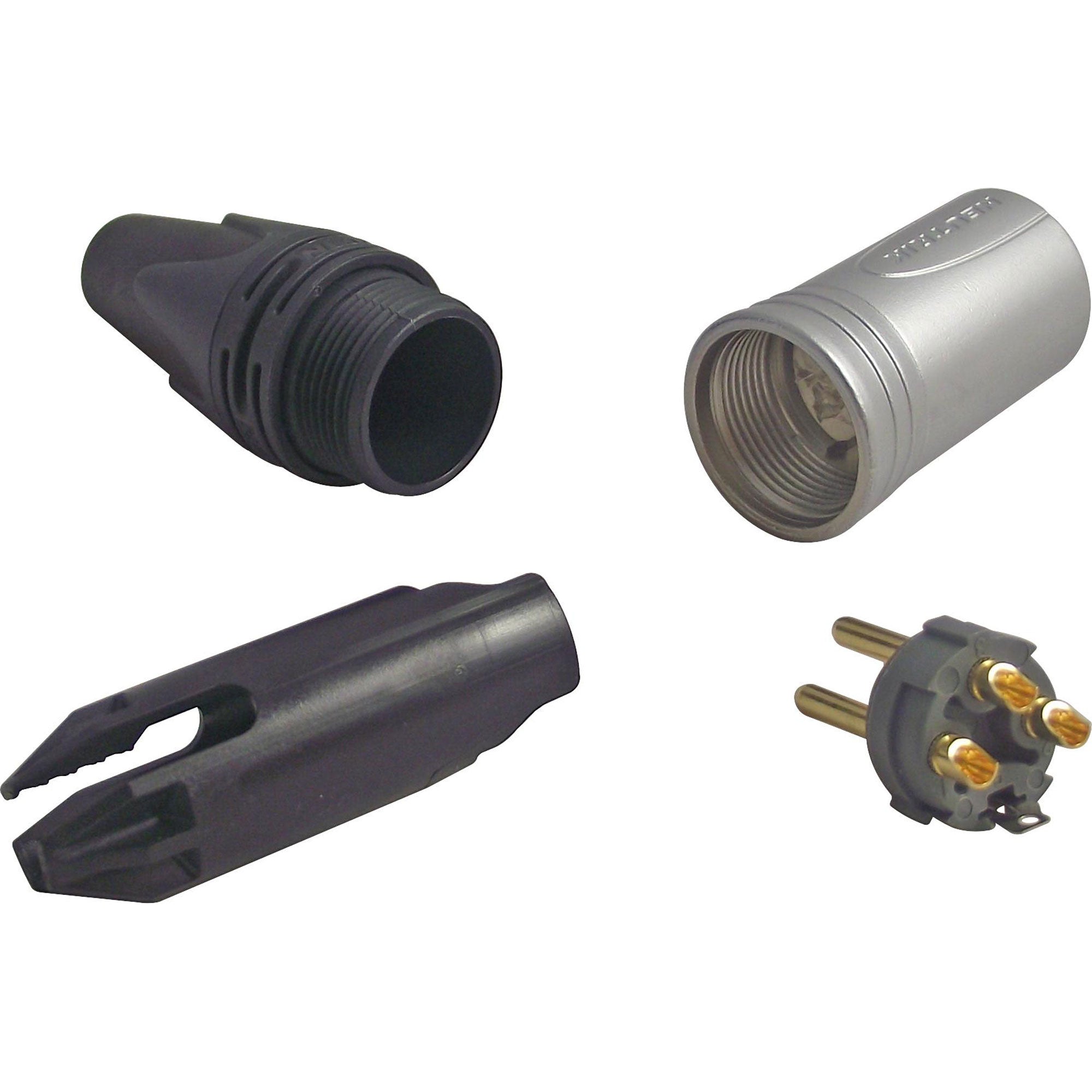 Neutrik NC3MXX-HE Male 3-Pin XLR Cable Connector (Velour-Chromium/Machined Gold, Box of 100)