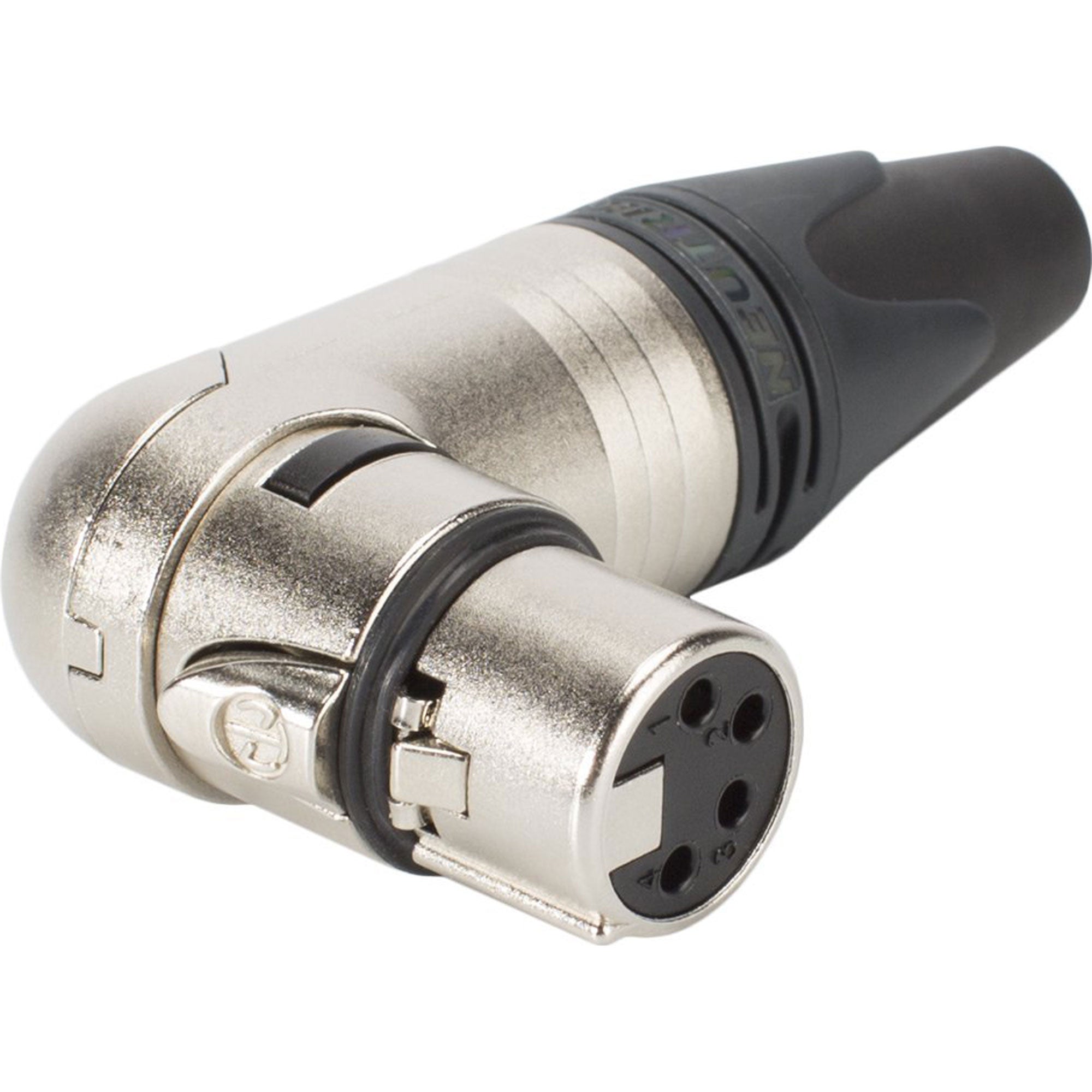 Neutrik NC4FRX Female Right Angle 4-Pin XLR Cable Connector (Nickel/Silver, Box of 50)