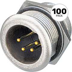 Neutrik NC4MPR-HD Sealed Male 4-Pin XLR Chassis Connector (Nickel/Silver, Box of 100) Image 1