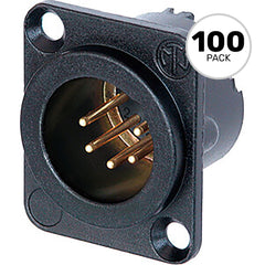 Neutrik NC5MD-LX-B Male 5-Pin XLR Chassis Connector (Black/Gold, Box of 100) Image 1