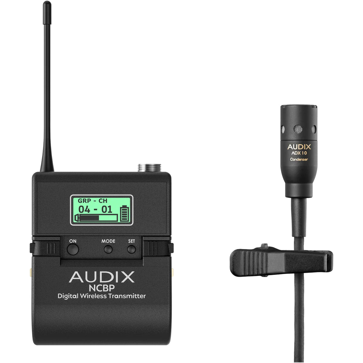 Audix NCBPADX10 Novacore UHF Digital Bodypack Transmitter with ADX10 Lavalier Microphone (494-542 MHz)