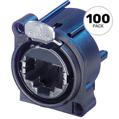 Neutrik NE8FAH etherCON RJ45 Horizontal PCB Mount Receptacle (Black, Box of 100) Image 1