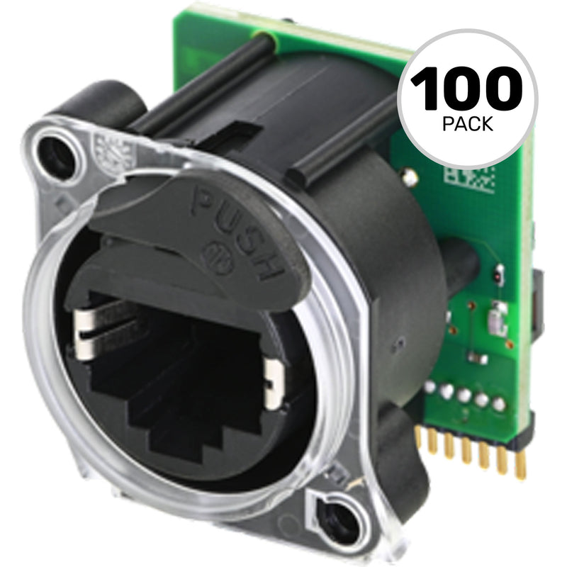 Neutrik NE8FAH-LR-DAE etherCON RJ45 PCBH Chassis Connector with Halo Light Ring (Box of 100)