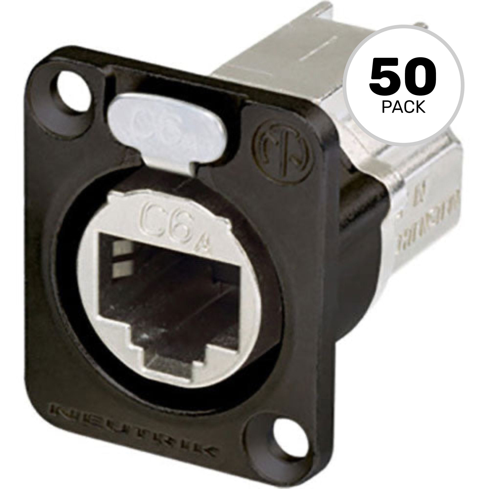 Neutrik NE8FDX-P6-B etherCON RJ45 Cat 6a Shielded Feedthrough Panel Connector (Black, Box of 50)